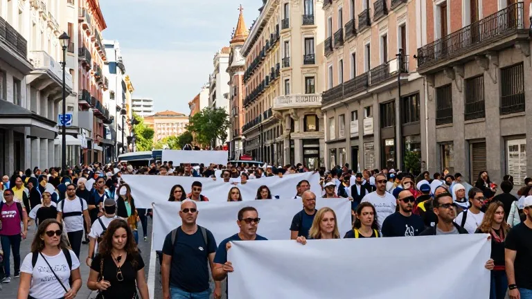 Illustration for: 25,000 march in Madrid to defend state pensions before election
